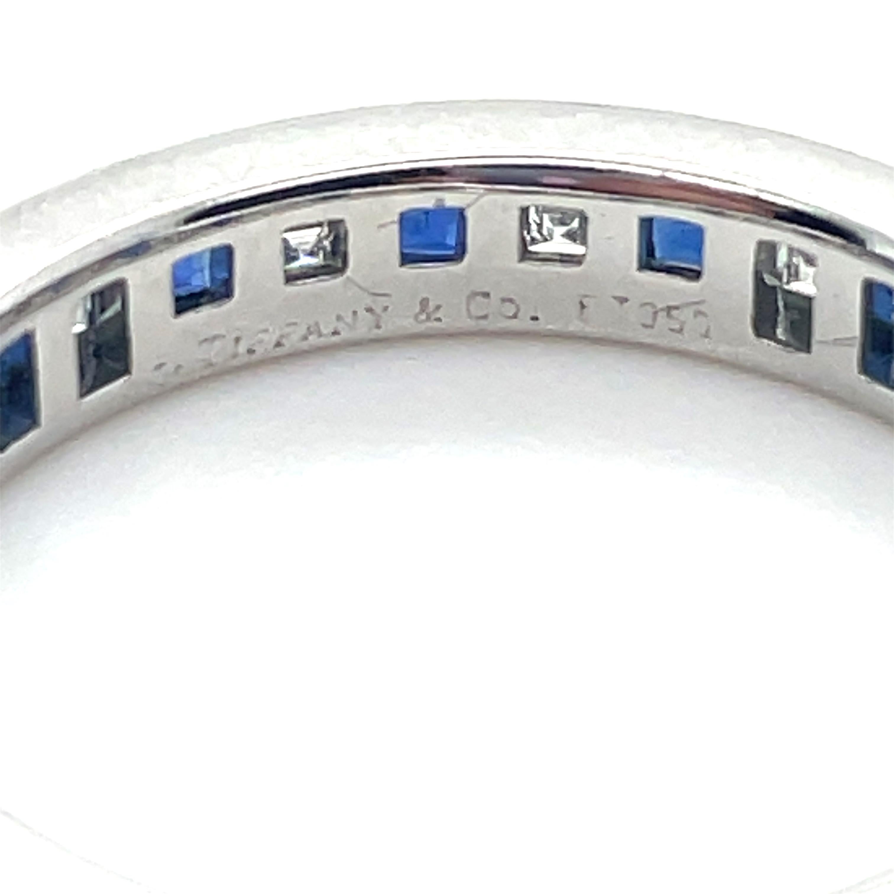 Square Cut Tiffany & Co., Sapphire and Diamond Eternity Band