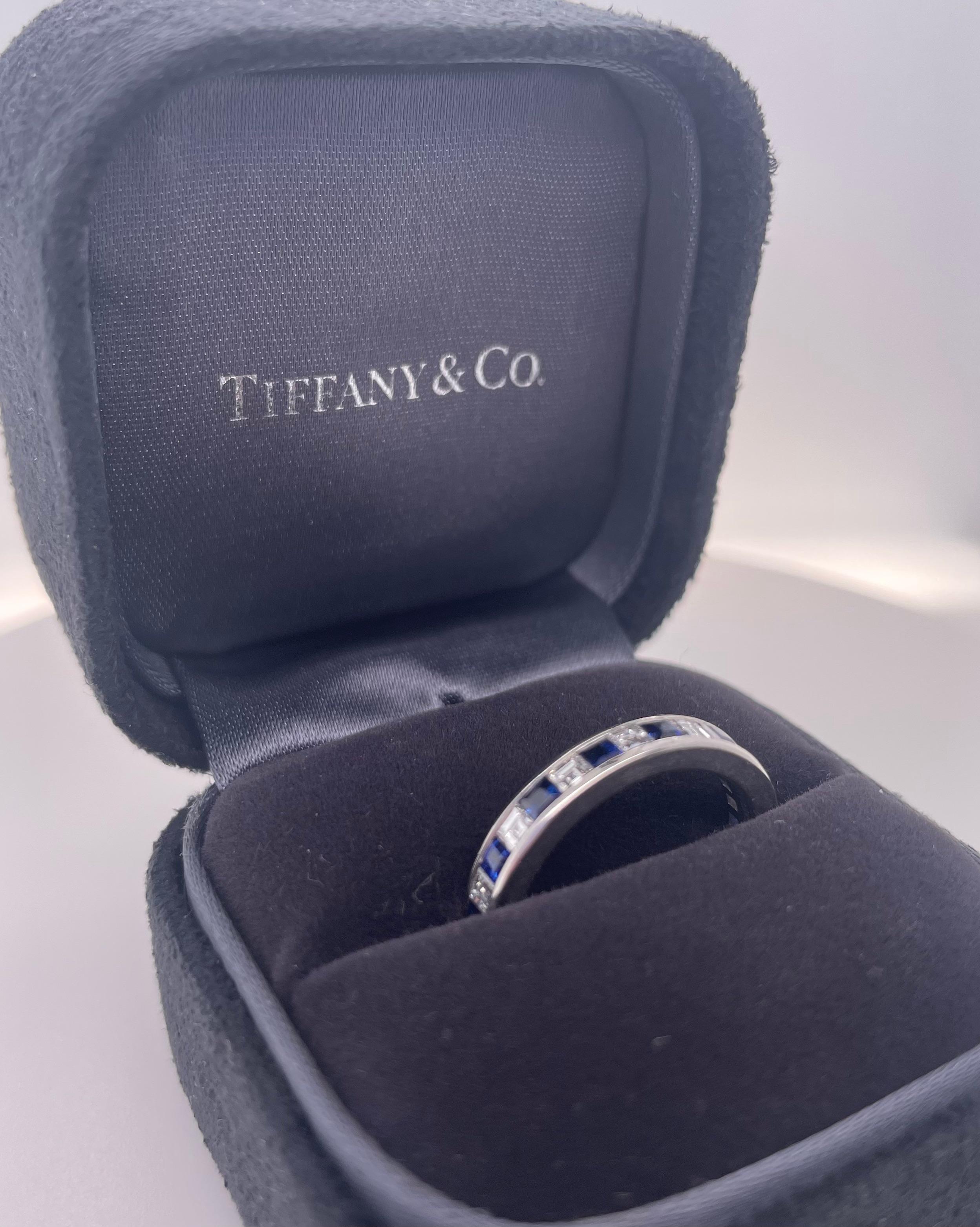 Tiffany & Co., Sapphire and Diamond Eternity Band In Excellent Condition In Chicago, IL