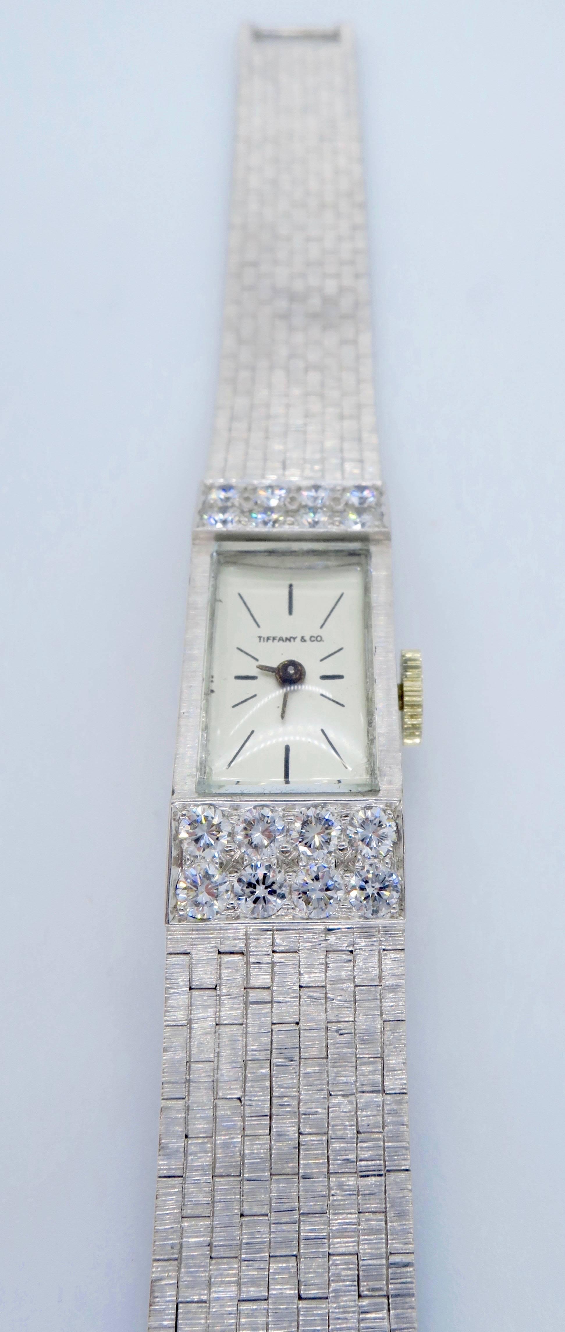 Tiffany & Co. 14 Karat White Gold Diamond Watch 4