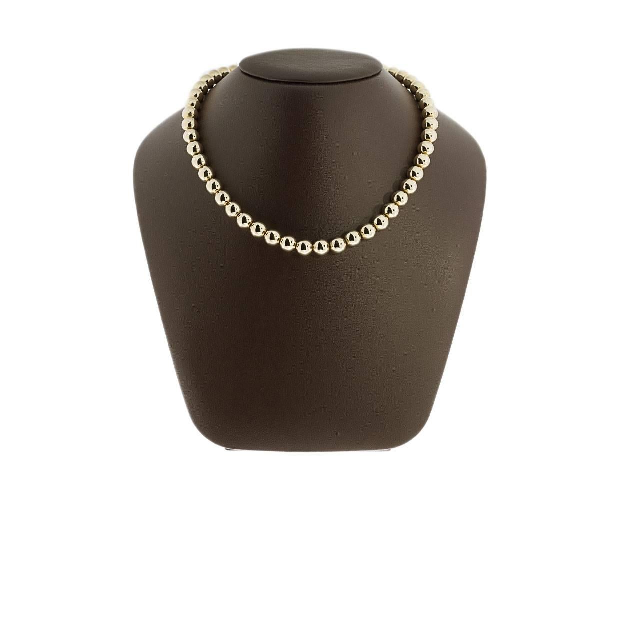 Tiffany & Co have long been revered for their fabulous diamonds & spectacular original designs that are coveted around the world. This stunning 14kt yellow gold Tiffany Bead Necklace is no exception! 

DETAILS:
14kt Yellow Gold
9 millimeter wide