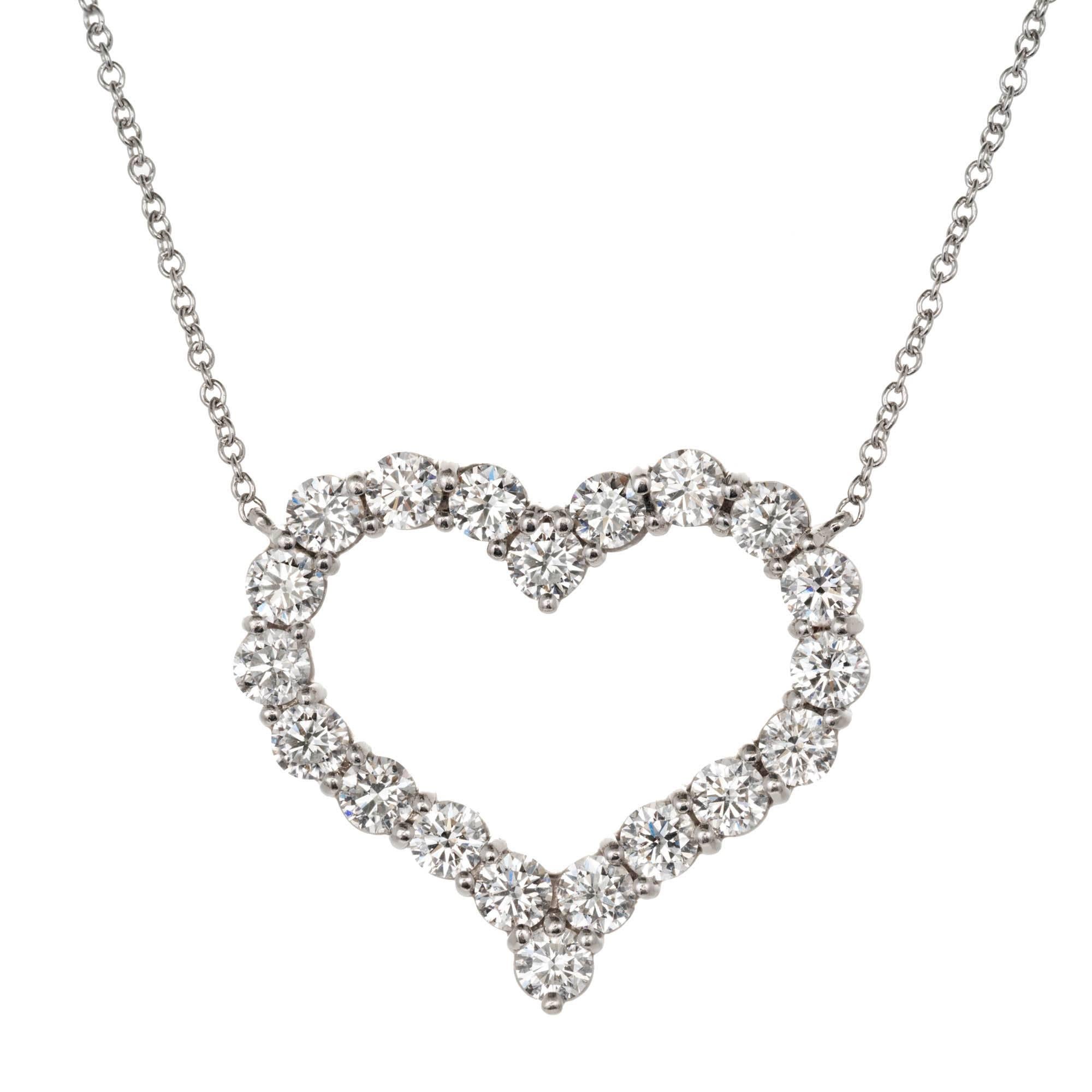 Tiffany & Co. 1.96 Carat Diamond Heart Platinum Pendant Necklace