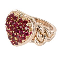 Tiffany & Co. 2.50 Carat Ruby Heart Locket Rose Gold Cocktail Ring