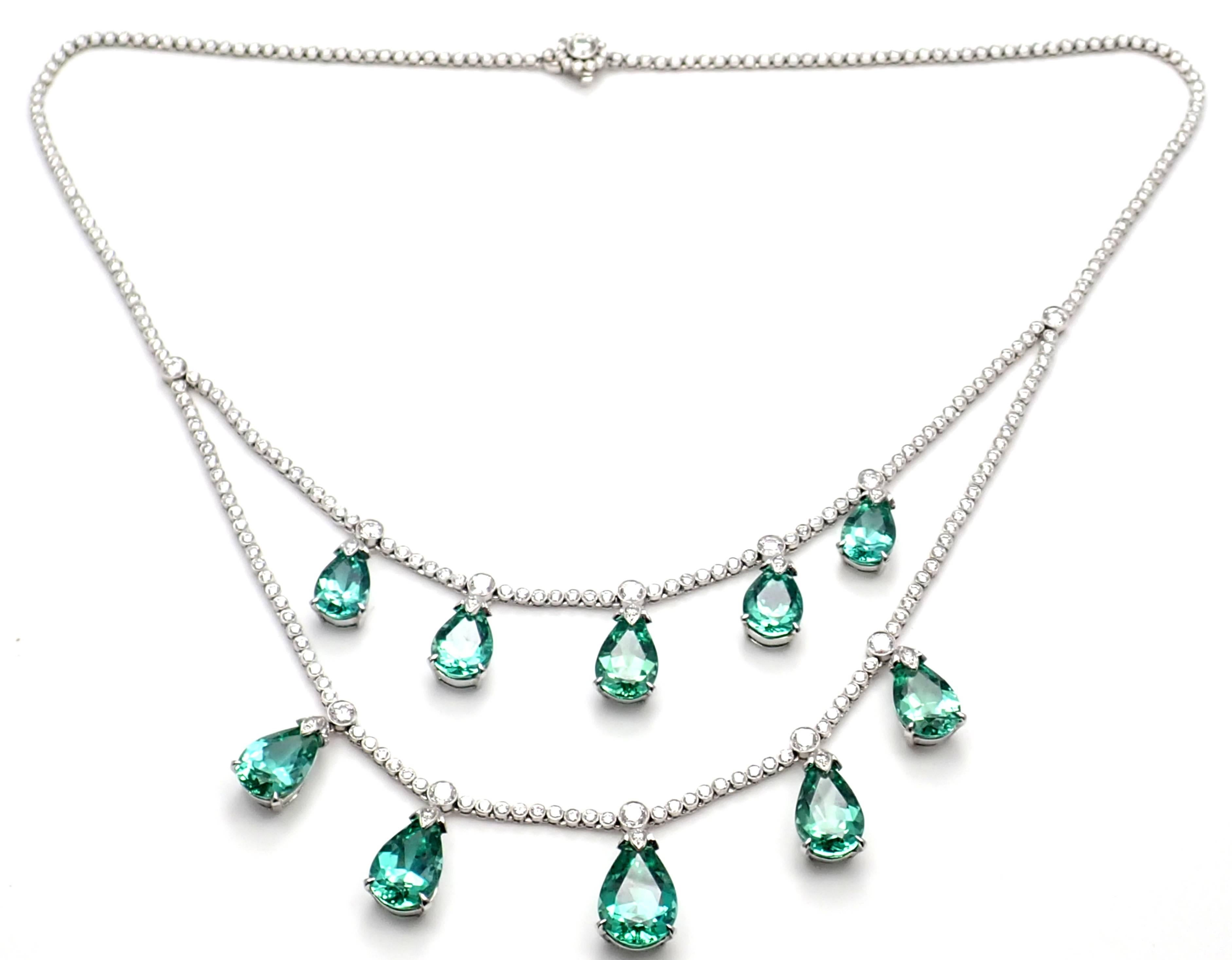 Tiffany & Co. 5.25 Carat Diamond 22.46 Carat Green Tourmaline Platinum Necklace In New Condition In Holland, PA