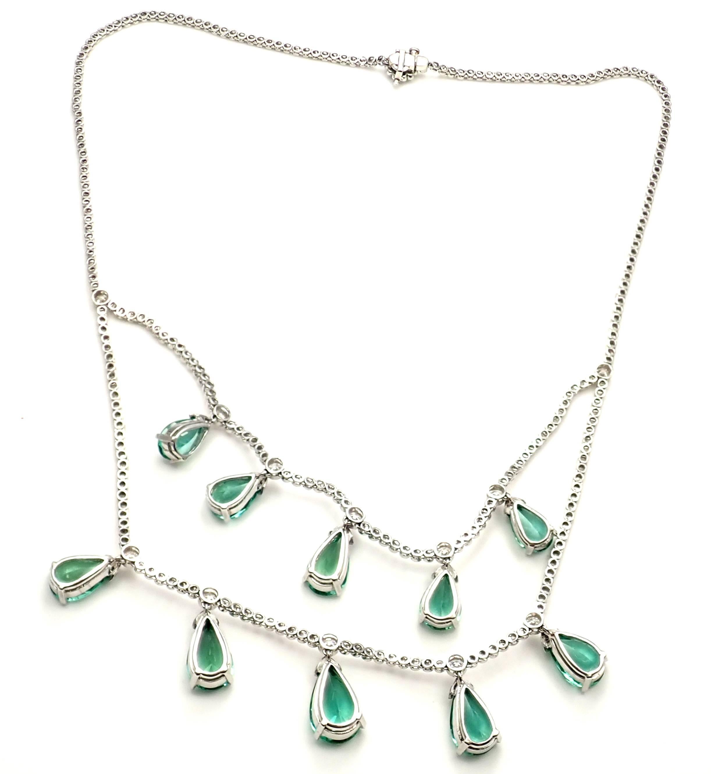 Tiffany & Co. 5.25 Carat Diamond 22.46 Carat Green Tourmaline Platinum Necklace 2