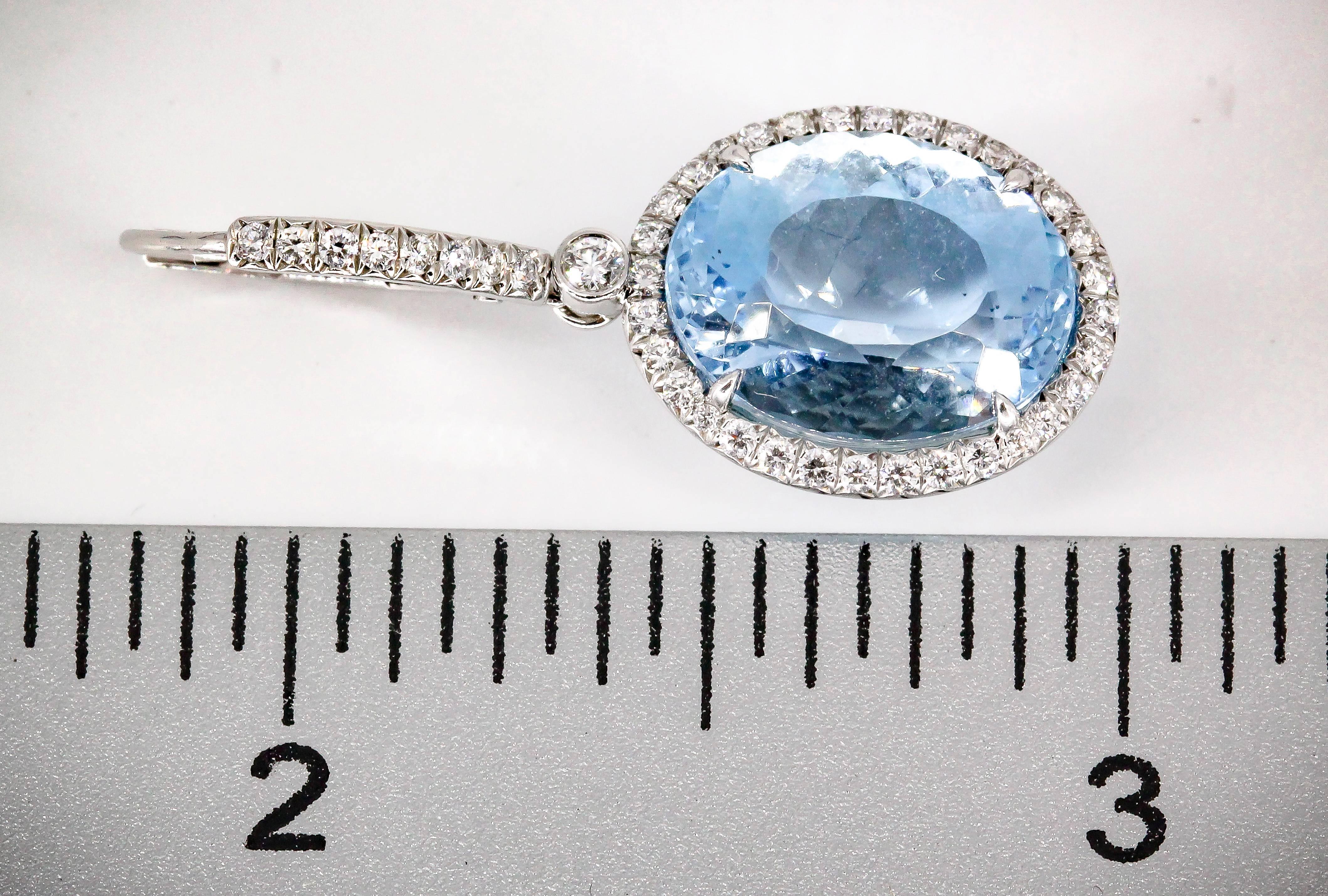 Tiffany & Co. Aquamarine Diamond and Platinum Earrings In Excellent Condition In New York City, NY