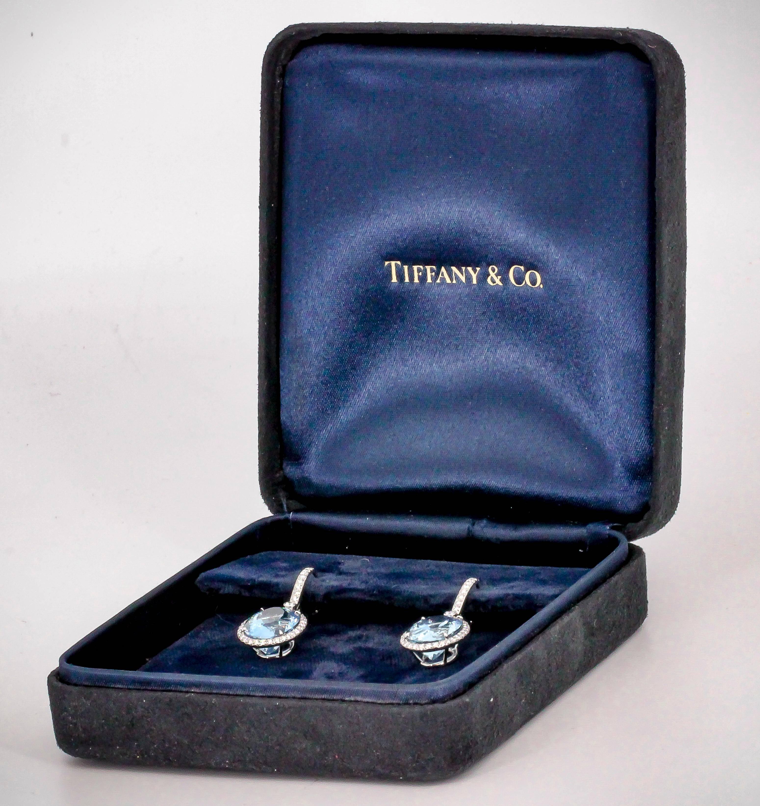 Women's Tiffany & Co. Aquamarine Diamond and Platinum Earrings