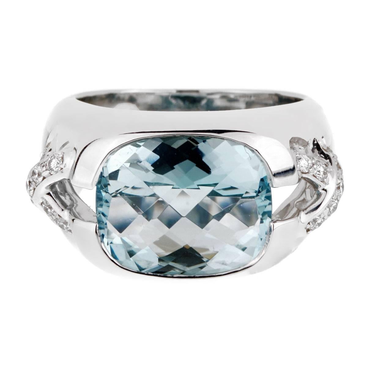 Tiffany & Co. Aquamarine Diamond White Gold Ring