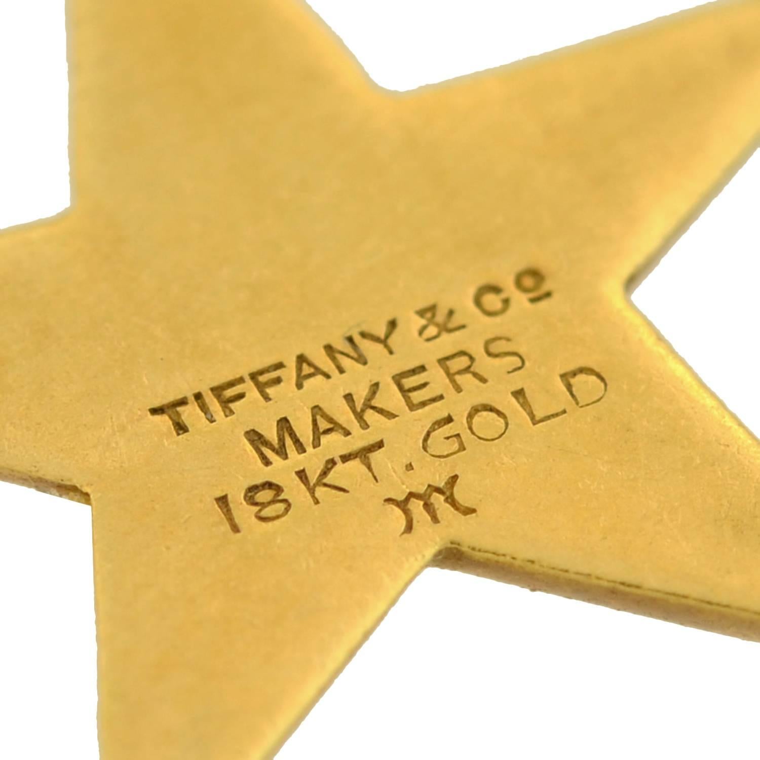 TIFFANY & CO. Art Deco Gold Star Pendant Charm 2