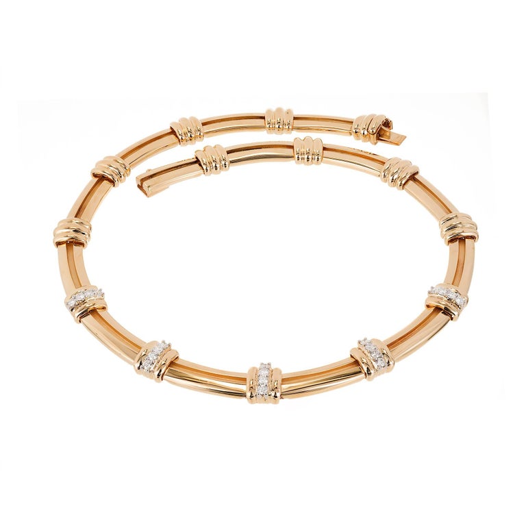 Tiffany and Co. Signature "X" Diamond and Gold Necklace at 1stdibs