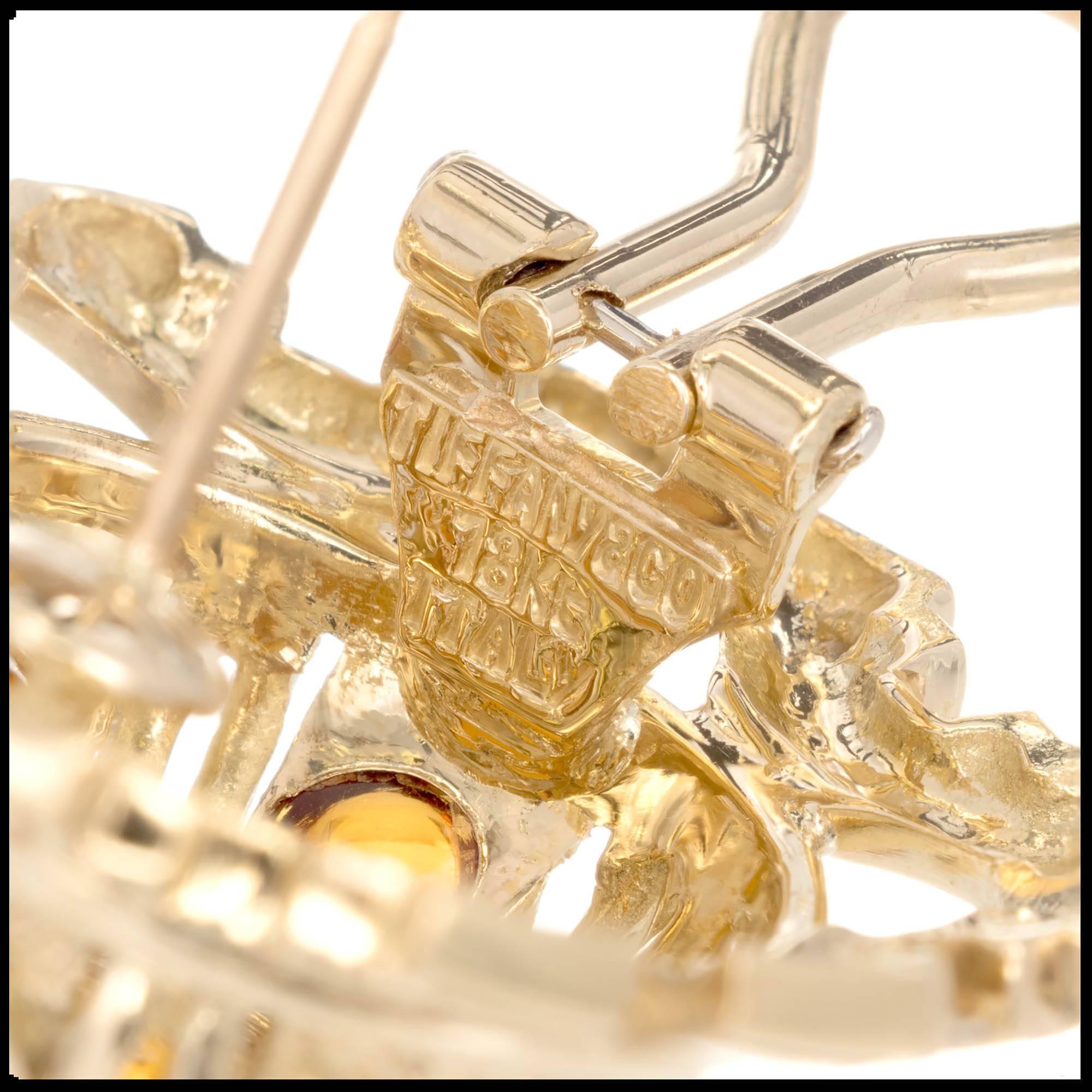 Tiffany & Co. Kuppelohrringe mit Citrin-Cabochon in Gold und Clip-Post Damen im Angebot
