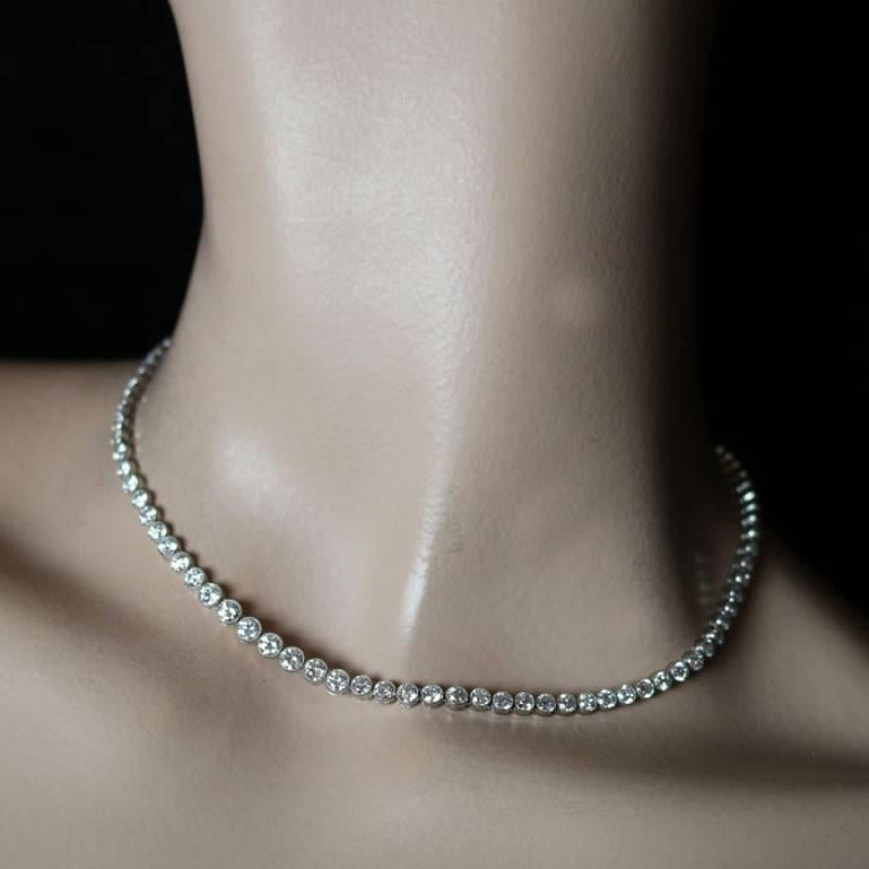 Tiffany & Co. Classic Graduated Round Diamond Line Necklace, circa 1930s In Good Condition In London, GB