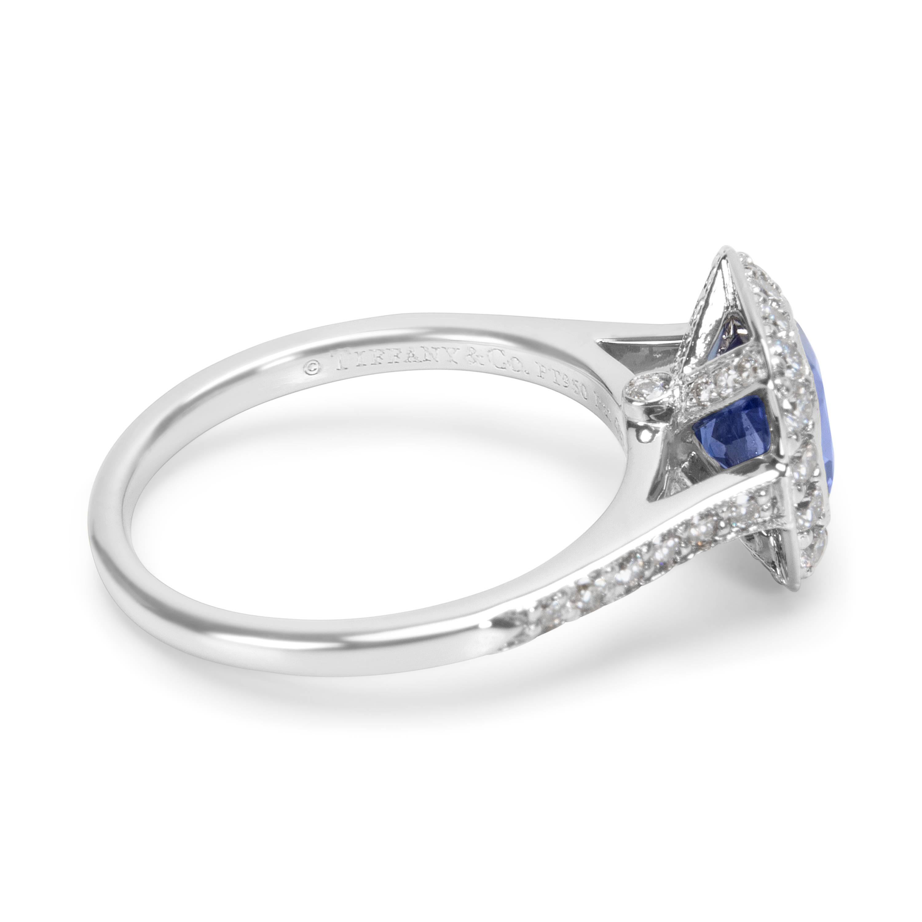 Cushion Cut Tiffany & Co. Diamond & Tanzanite Soleste Ring in Platinum 0.45 Carats