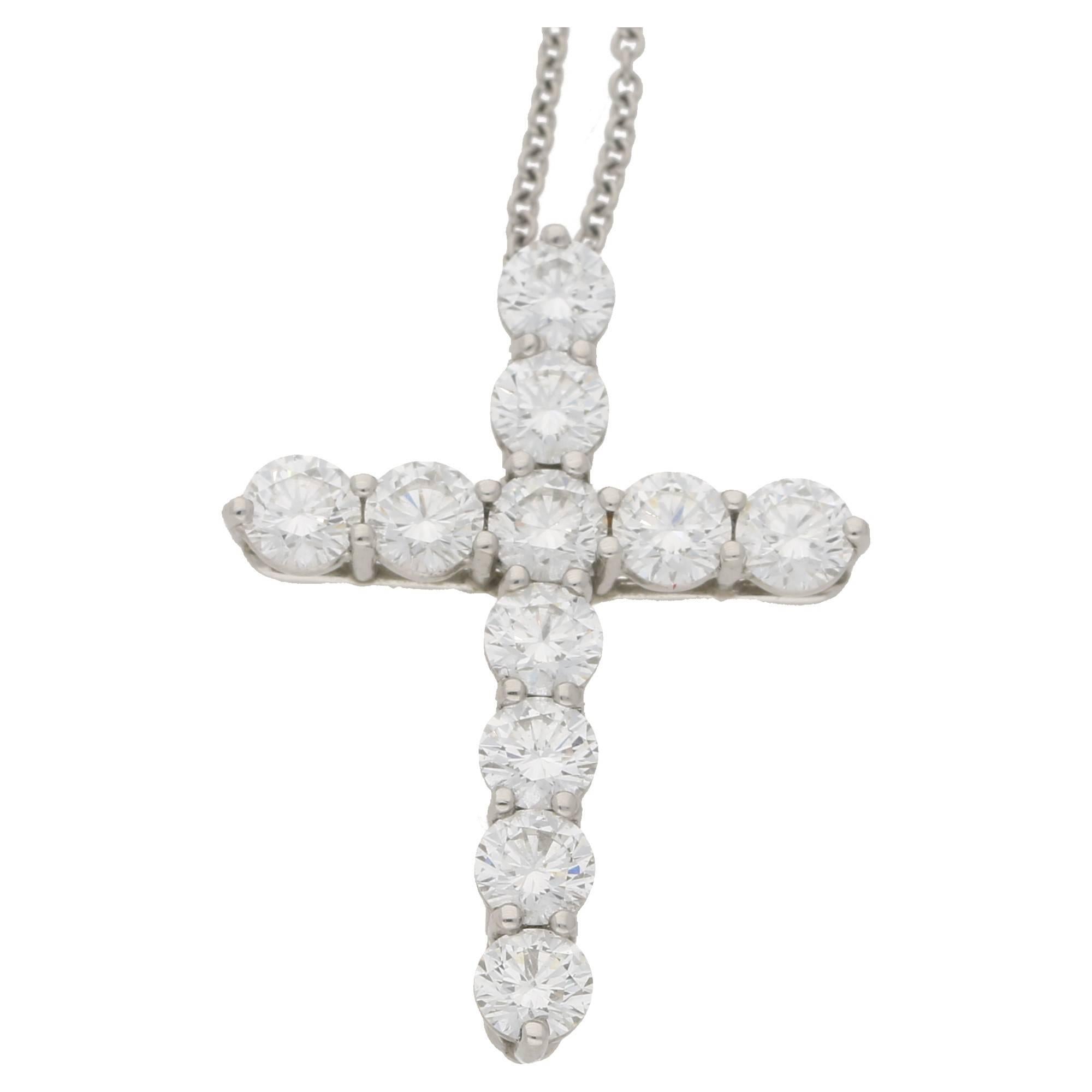 Tiffany & Co. Diamond Cross Platinum Pendant