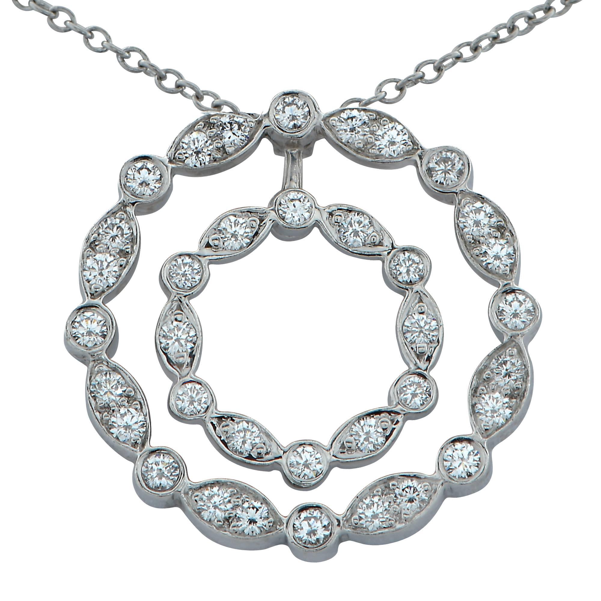 Tiffany & Co. Diamond Double Swing Diamond Platinum Pendant