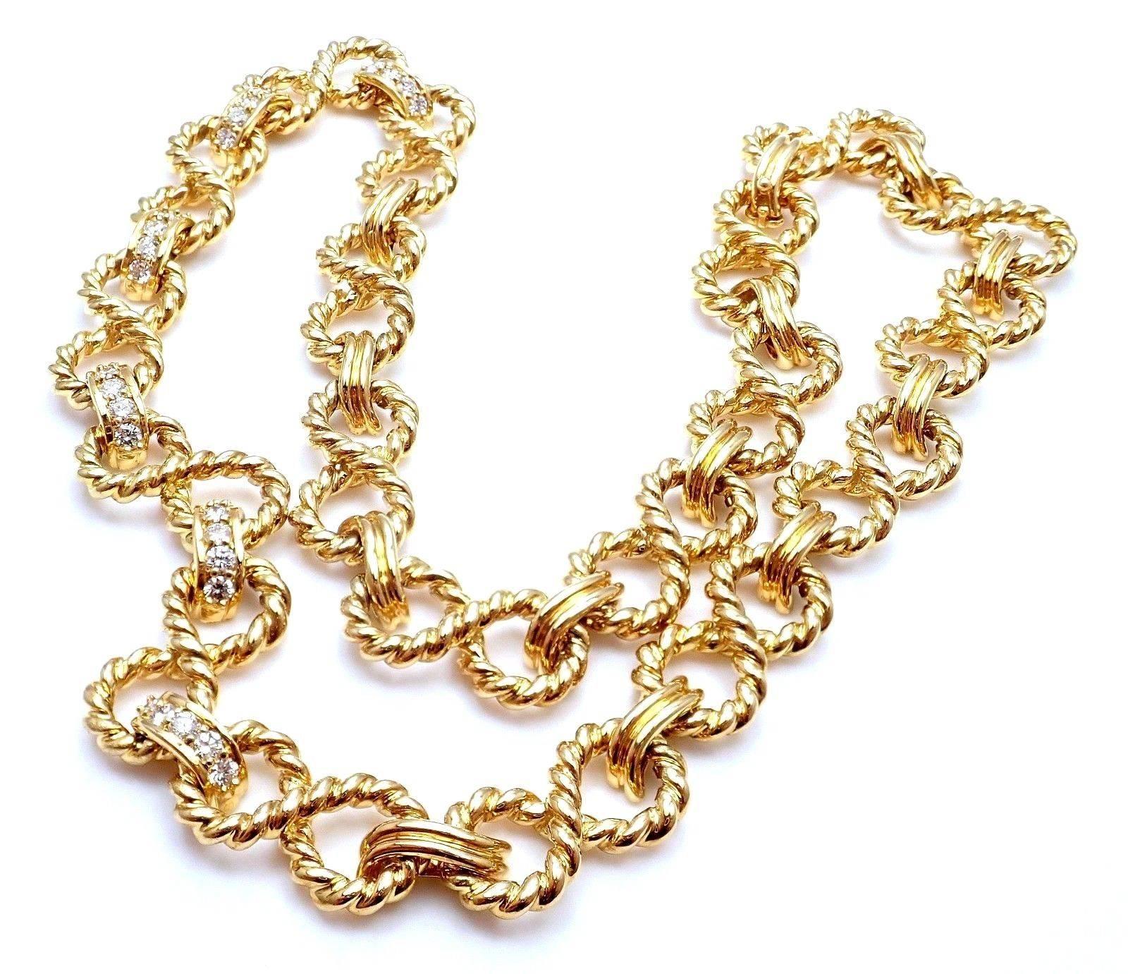 Tiffany & Co. Diamond Figure Eight Rope Gelbgold Link Halskette für Damen oder Herren