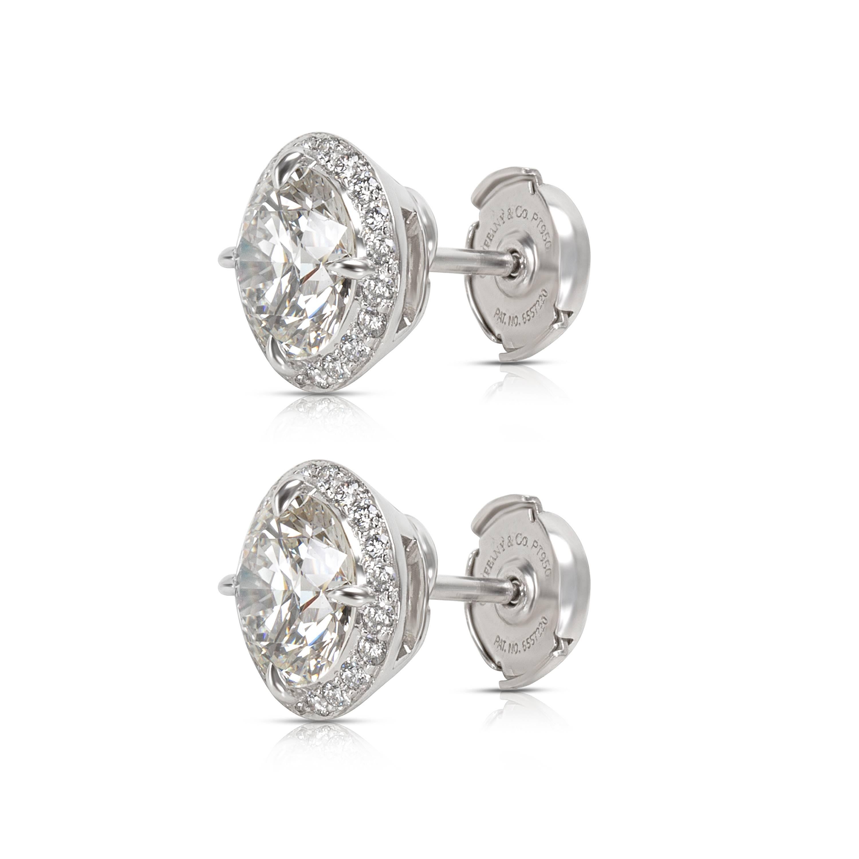 Modern Tiffany & Co. Diamond Halo Studs in Platinum 3.90 CTW