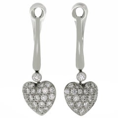 Tiffany & Co. Diamond Platinum French Heart Earrings