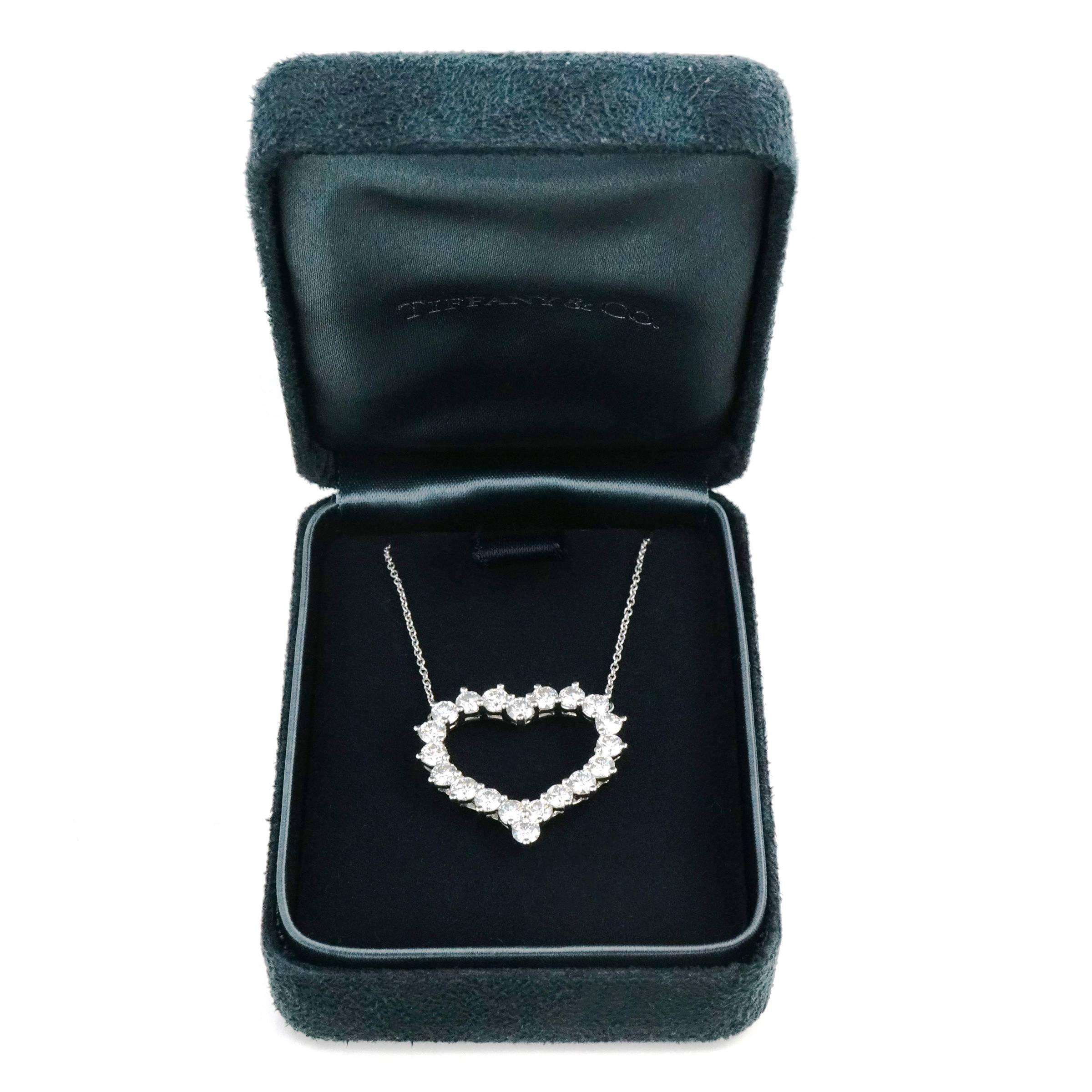 Tiffany & Co. Diamond Set Platinum Heart Necklace In Excellent Condition In Litchfield, CT