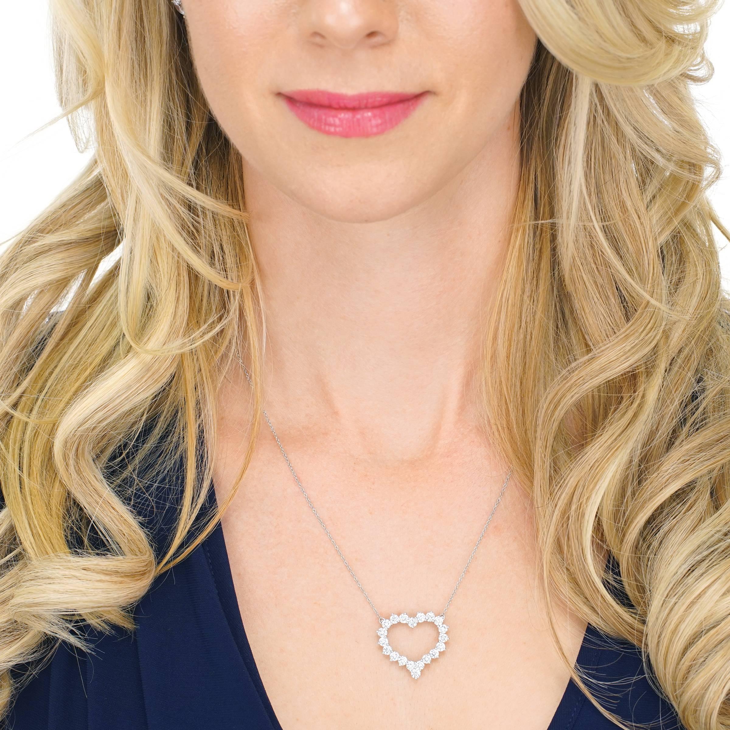 Women's or Men's Tiffany & Co. Diamond Set Platinum Heart Necklace