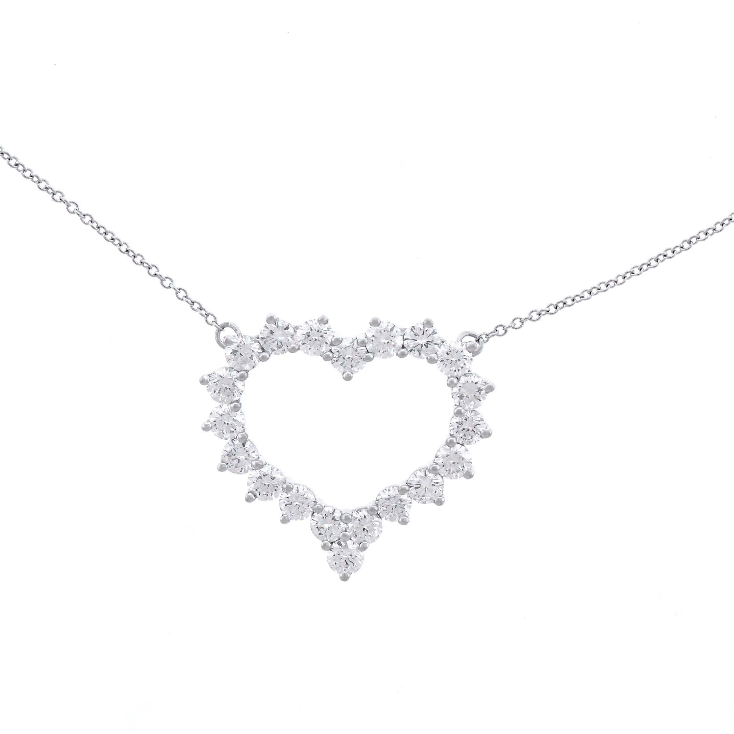 Tiffany & Co. Diamond Set Platinum Heart Necklace 3