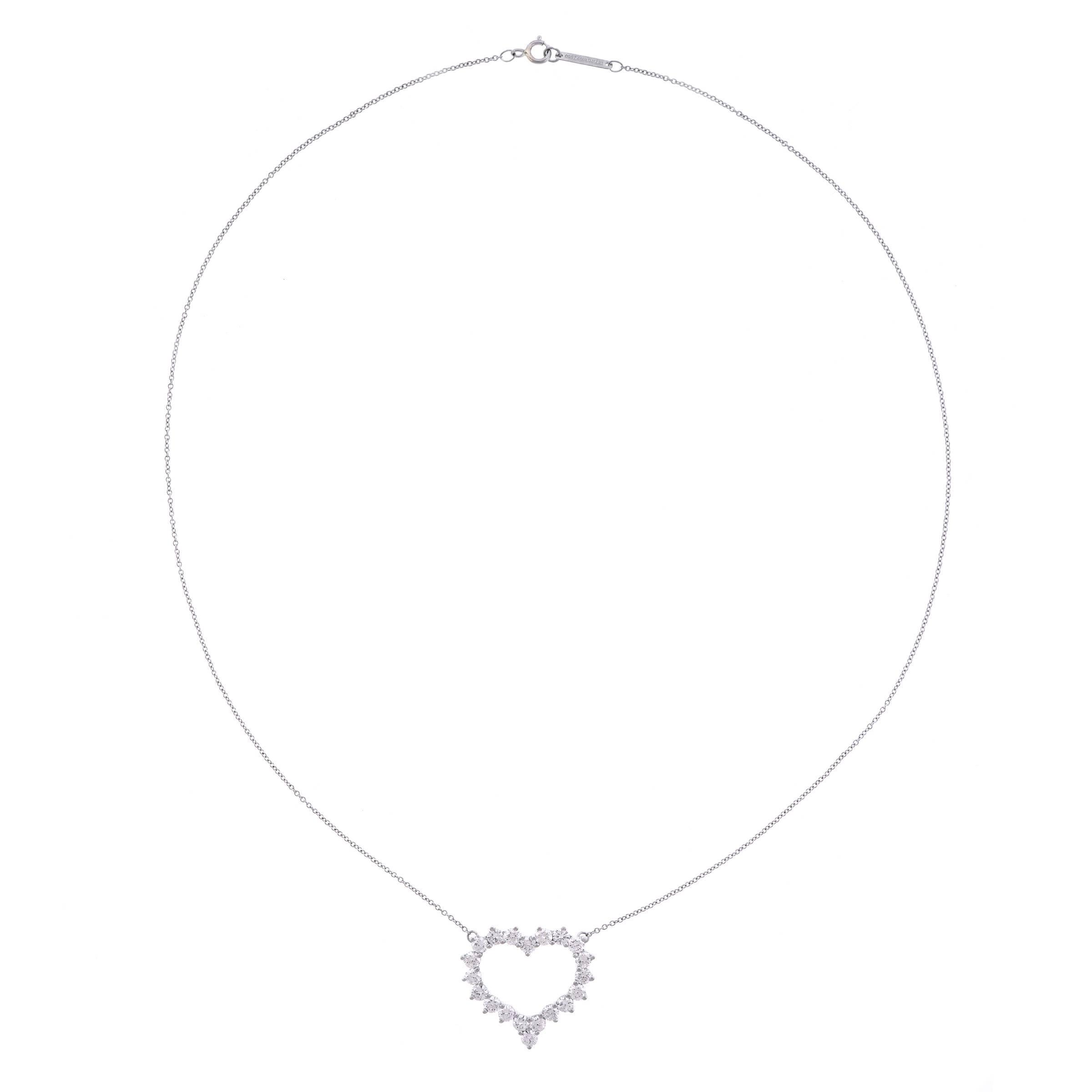 Tiffany & Co. Diamond Set Platinum Heart Necklace 4