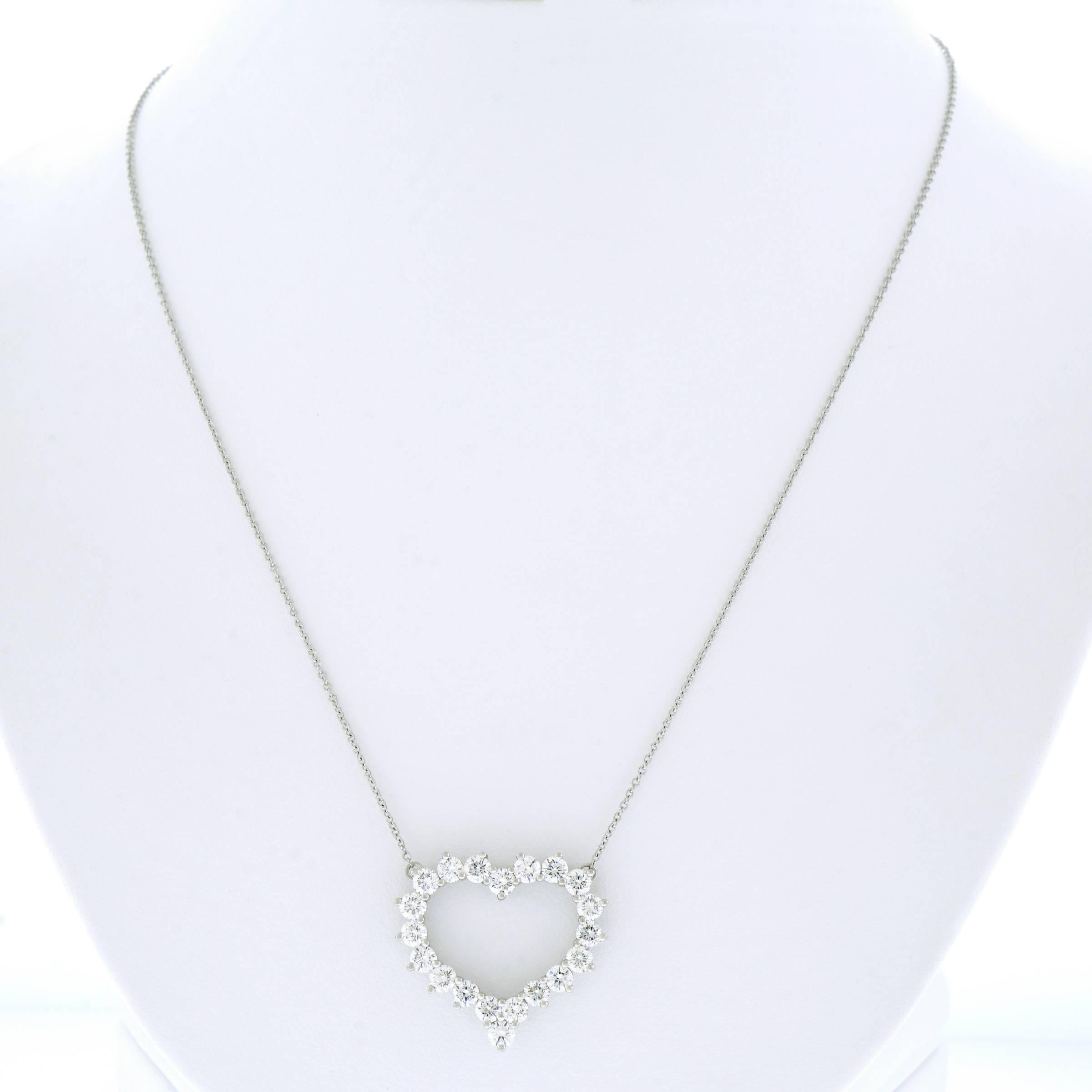 Tiffany & Co. Diamond Set Platinum Heart Necklace 5