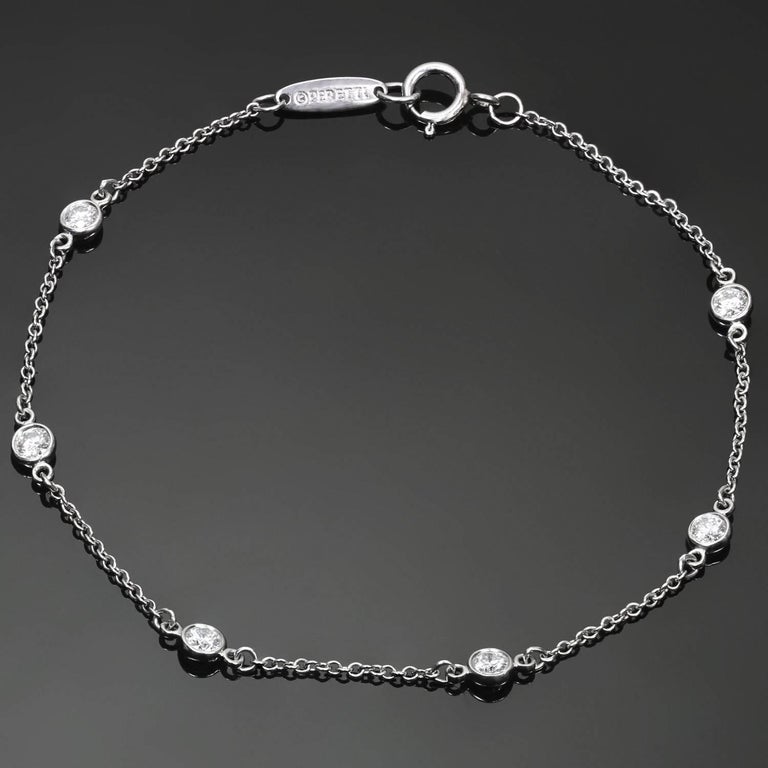 TIFFANY and CO. Elsa Peretti By The Yard Diamond White Gold Bracelet at 1stDibs tiffany bracelet