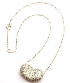 Tiffany & Co. Elsa Peretti Diamond Large Bean Yellow Gold Pendant Necklace