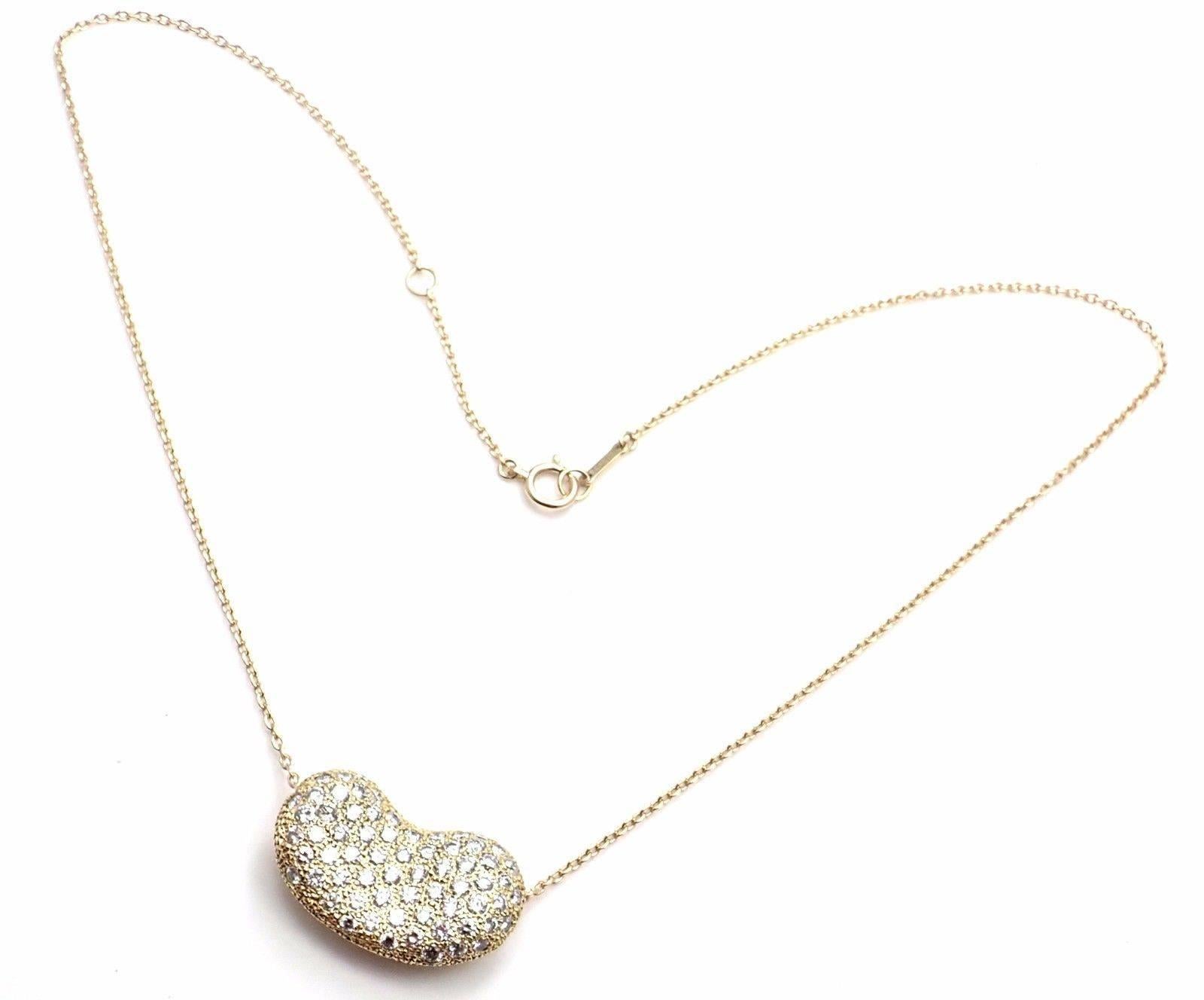 Tiffany & Co. Elsa Peretti Diamond Large Bean Yellow Gold Pendant Necklace In New Condition In Holland, PA