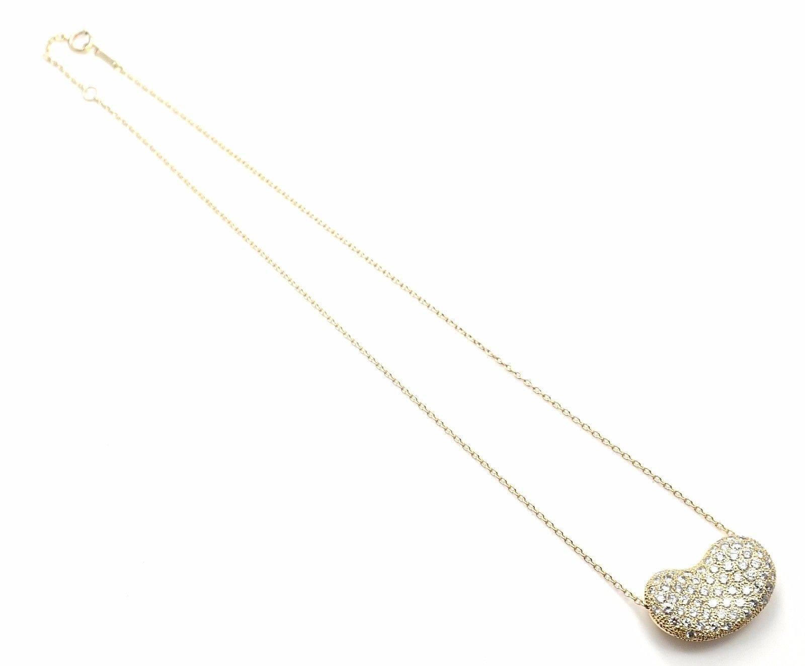 Tiffany & Co. Elsa Peretti Diamond Large Bean Yellow Gold Pendant Necklace 1