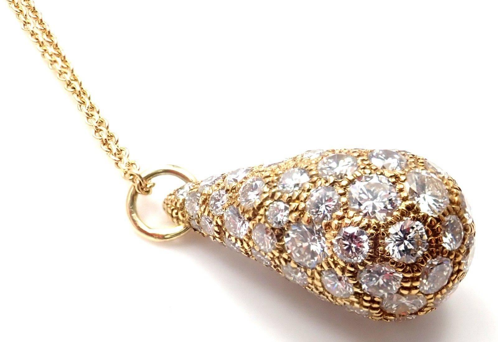 Tiffany & Co. Elsa Peretti Diamond Large Teardrop Yellow Gold Pendant Necklace 3