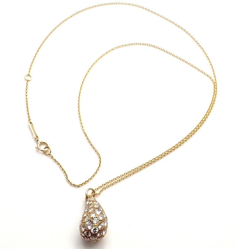 Tiffany and Co. Elsa Peretti Diamond Large Teardrop Yellow Gold Pendant ...