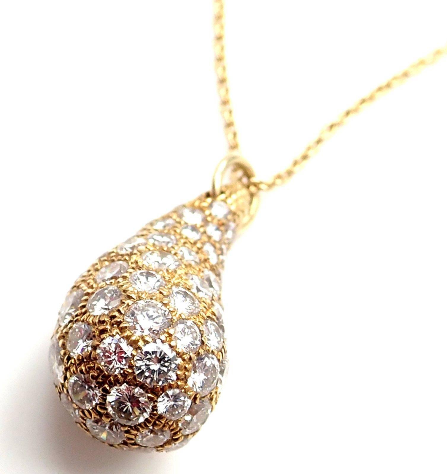Women's or Men's Tiffany & Co. Elsa Peretti Diamond Large Teardrop Yellow Gold Pendant Necklace