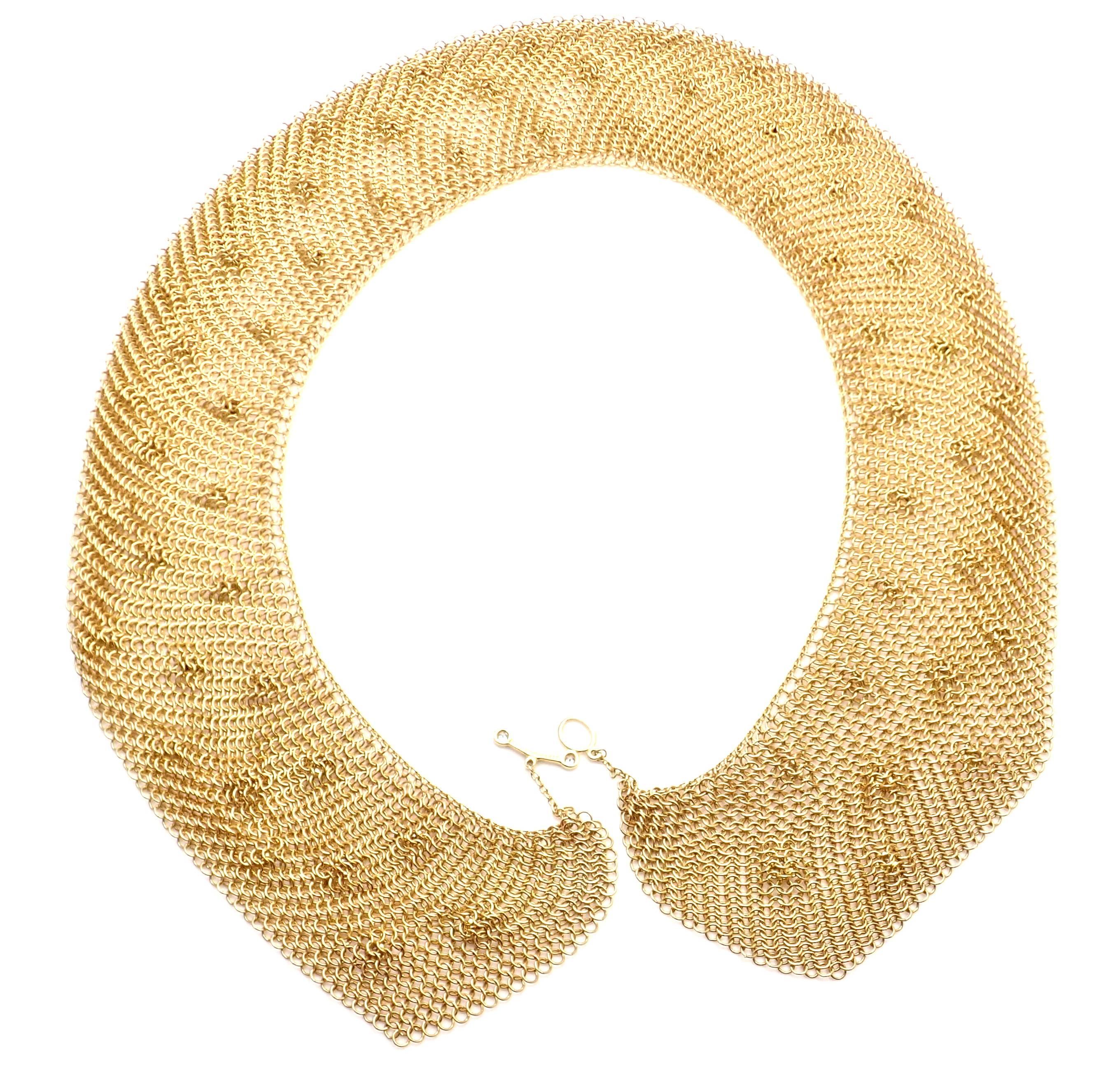 Women's or Men's Tiffany & Co. Elsa Peretti Diamond Large Yellow Gold Mesh Necklace