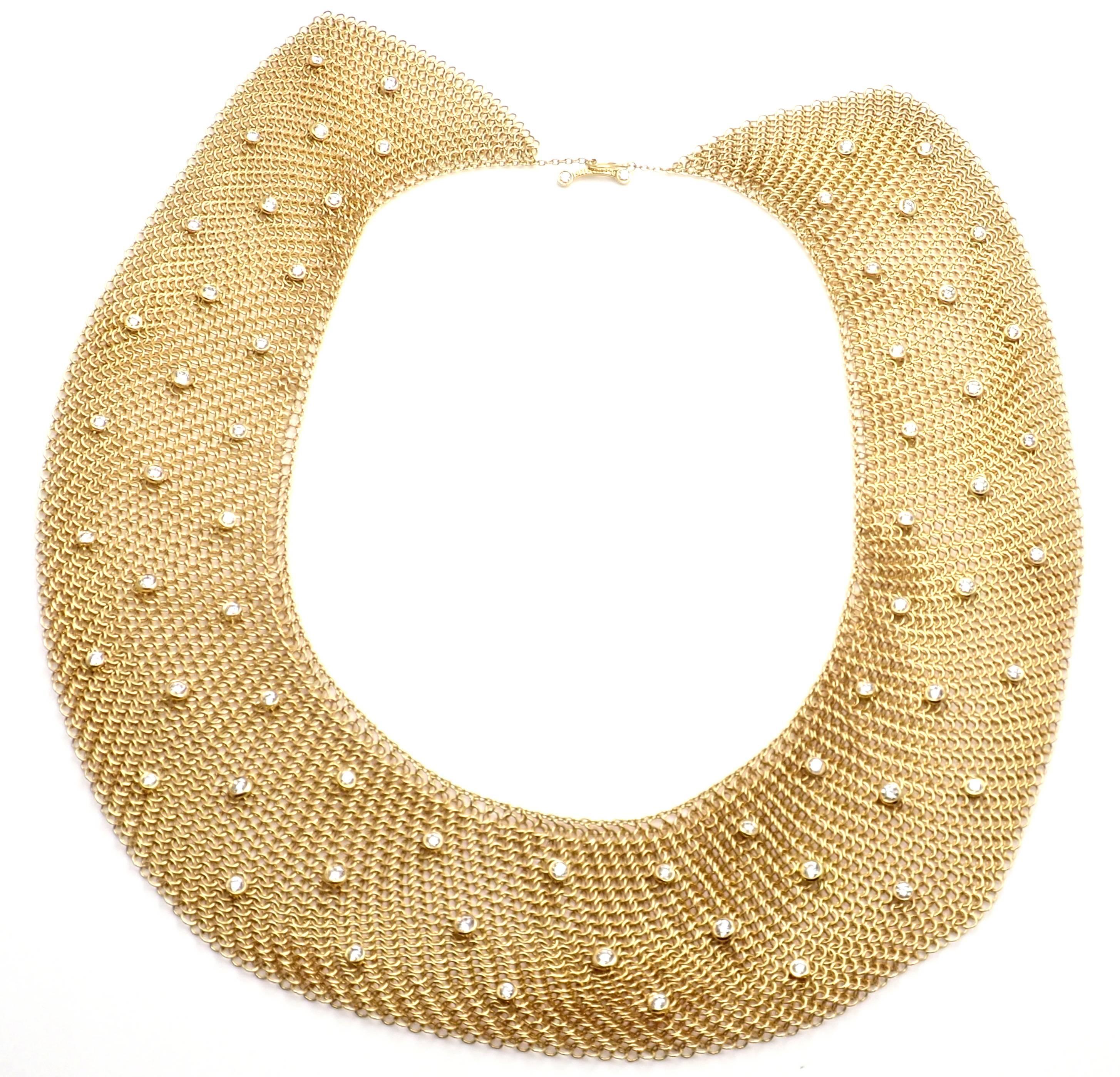 Tiffany & Co. Elsa Peretti Diamond Large Yellow Gold Mesh Necklace 2