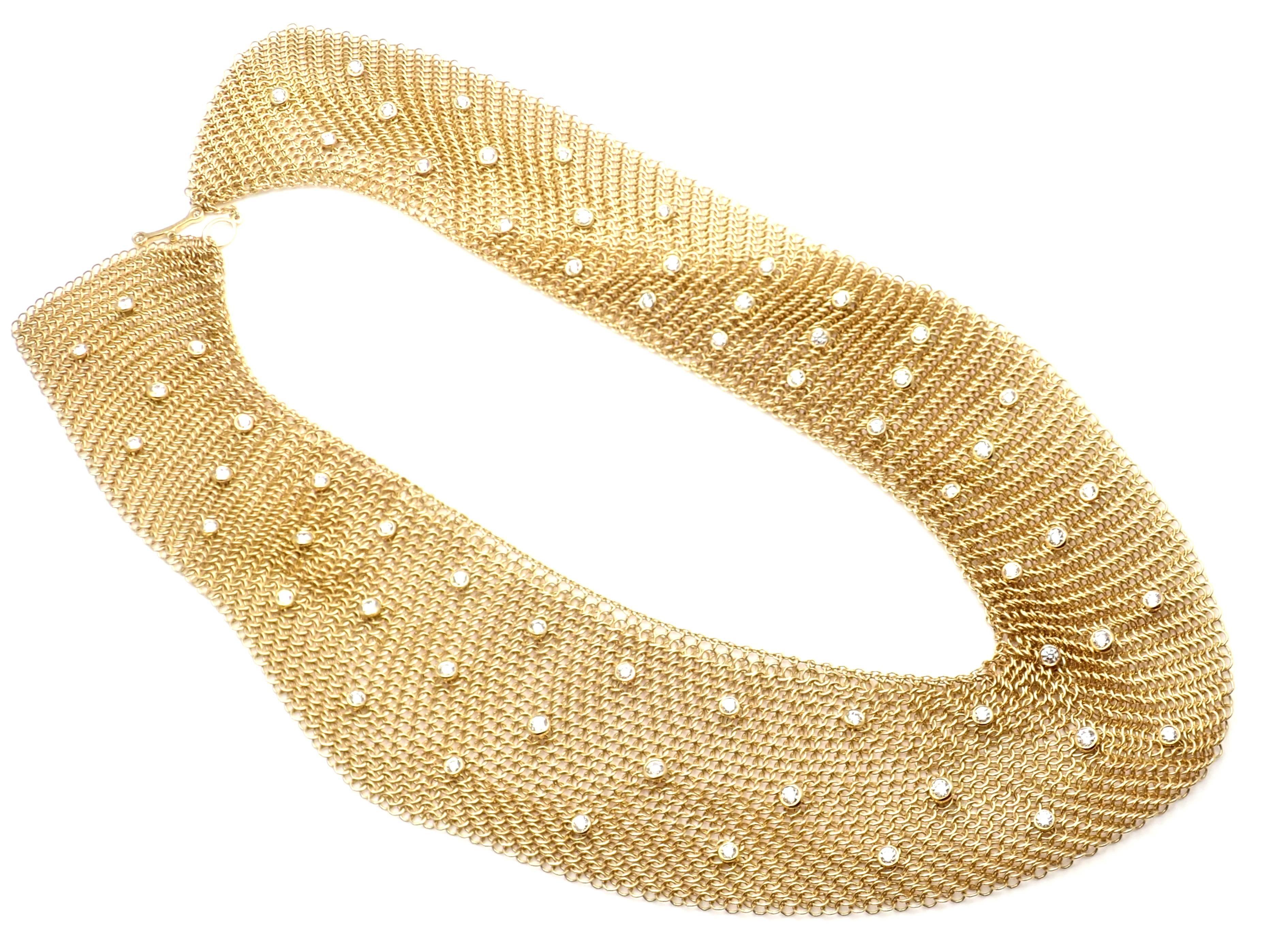 Tiffany & Co. Elsa Peretti Diamond Large Yellow Gold Mesh Necklace 3
