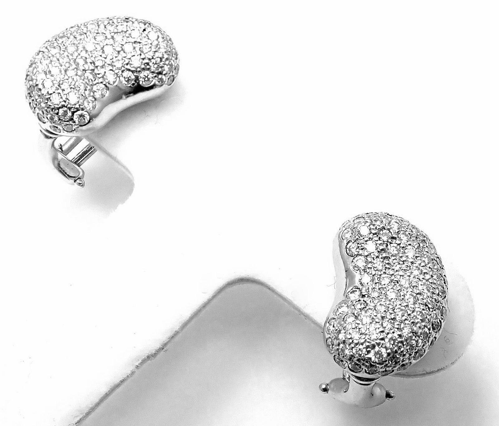 Tiffany & Co. Elsa Peretti Diamond Platinum Bean Earrings 2