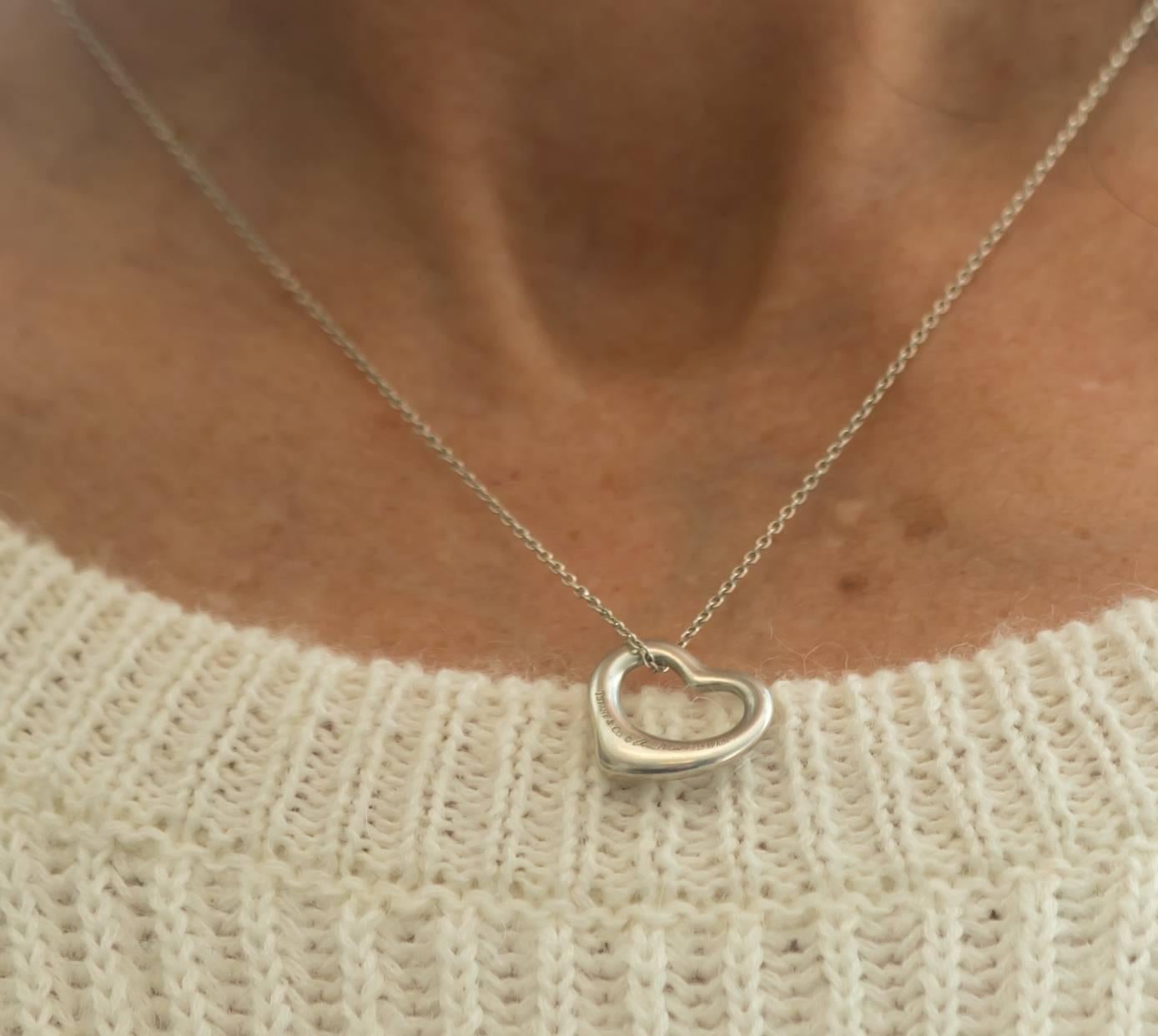 Modern Tiffany & Co. Elsa Peretti Heart Pendant Sterling Silver Necklace