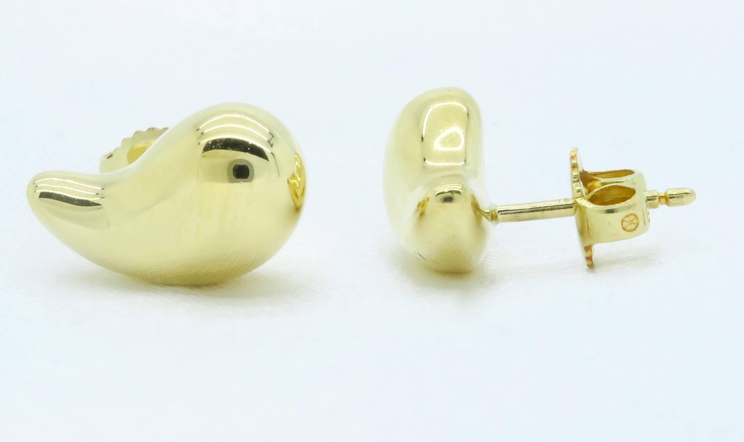 Women's or Men's Tiffany & Co. Elsa Peretti Tear Drop Earrings in 18 Karat Gold