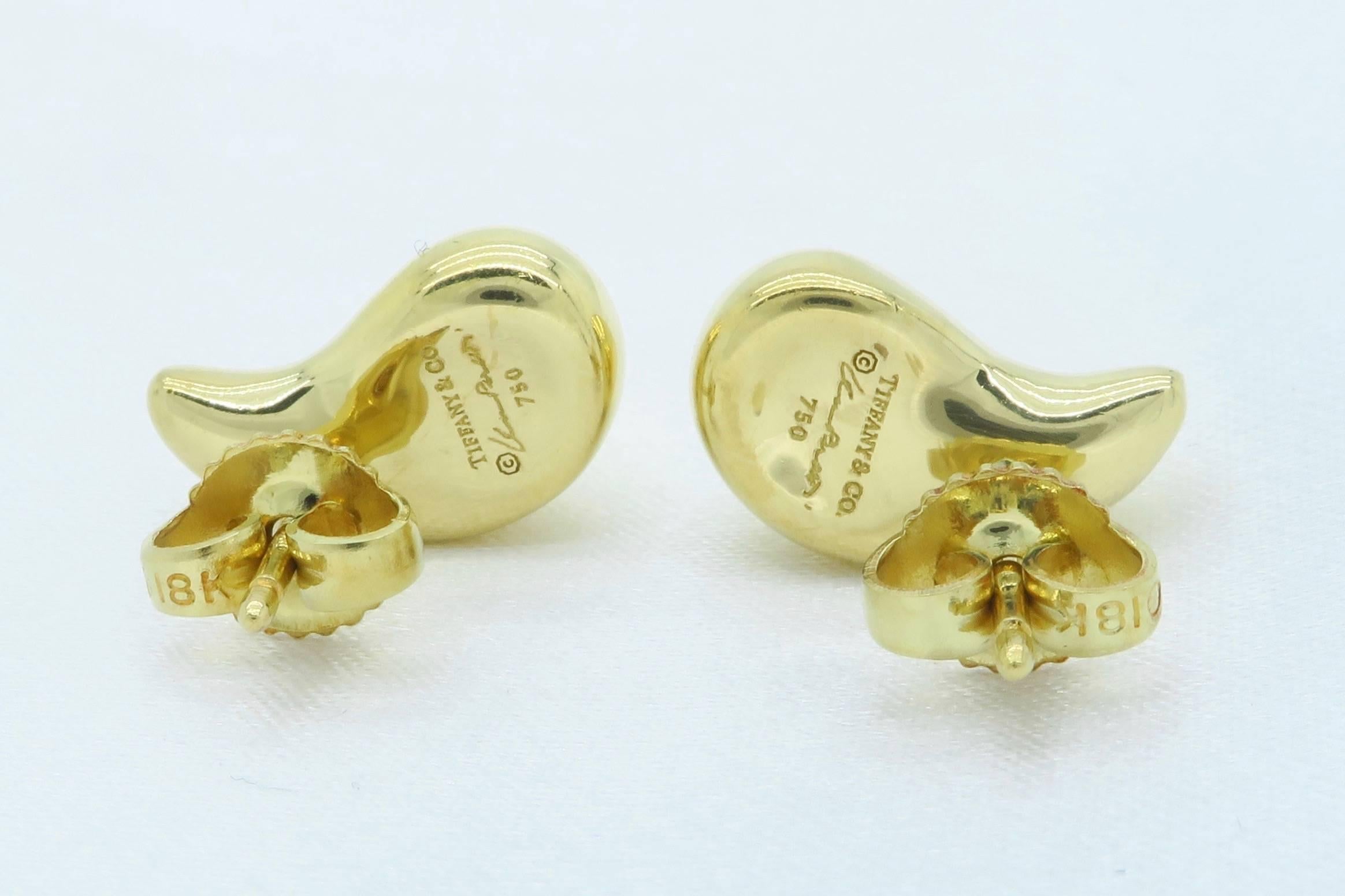 Tiffany & Co. Elsa Peretti Tear Drop Earrings in 18 Karat Gold 1