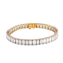 Tiffany & Co. Emerald Cut Diamond Platinum and Yellow Gold Tennis Bracelet