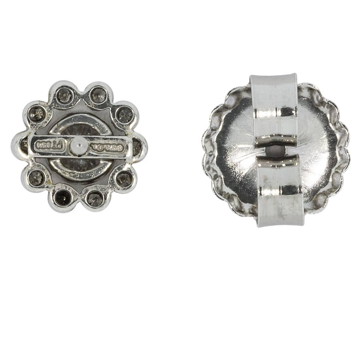 Tiffany & Co. Enchant Platinum Diamond Filigree Stud Earrings In Excellent Condition In Columbia, MO