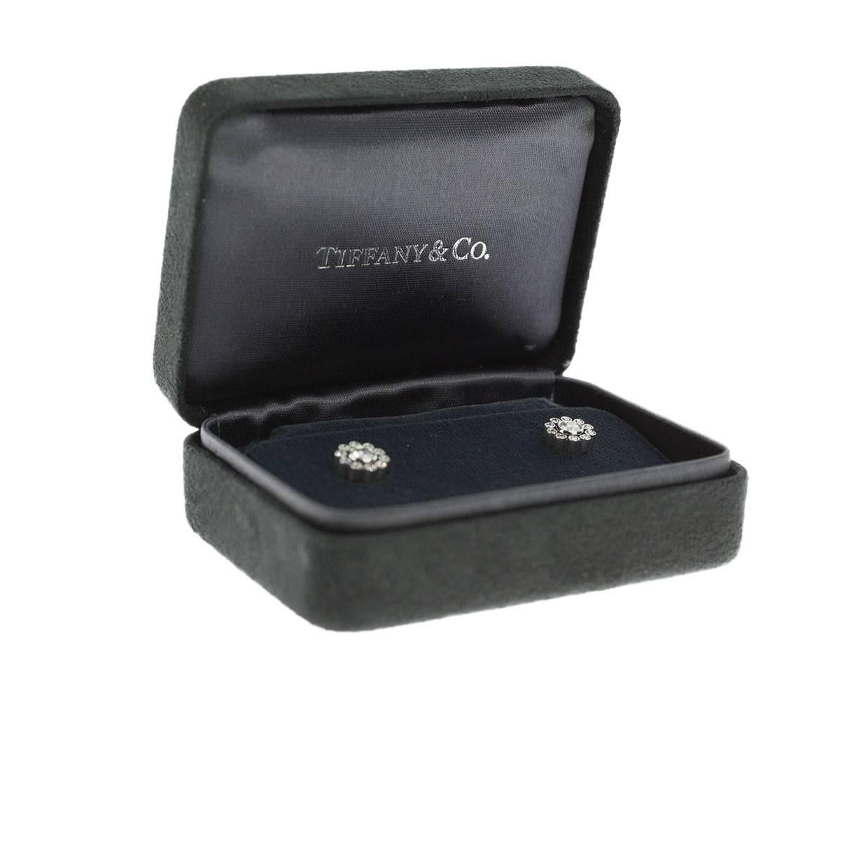 Tiffany & Co. Enchant Platinum Diamond Filigree Stud Earrings 1