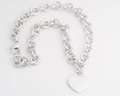 Tiffany & Co. Heart Charm Sterling Silver Choker Necklace