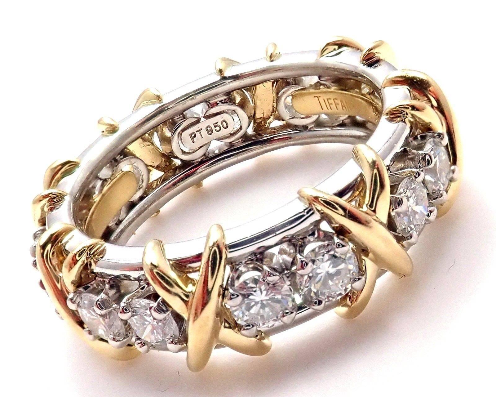Women's or Men's Tiffany & Co. Jean Schlumberger 18 Karat Gold Platinum Diamond Ring
