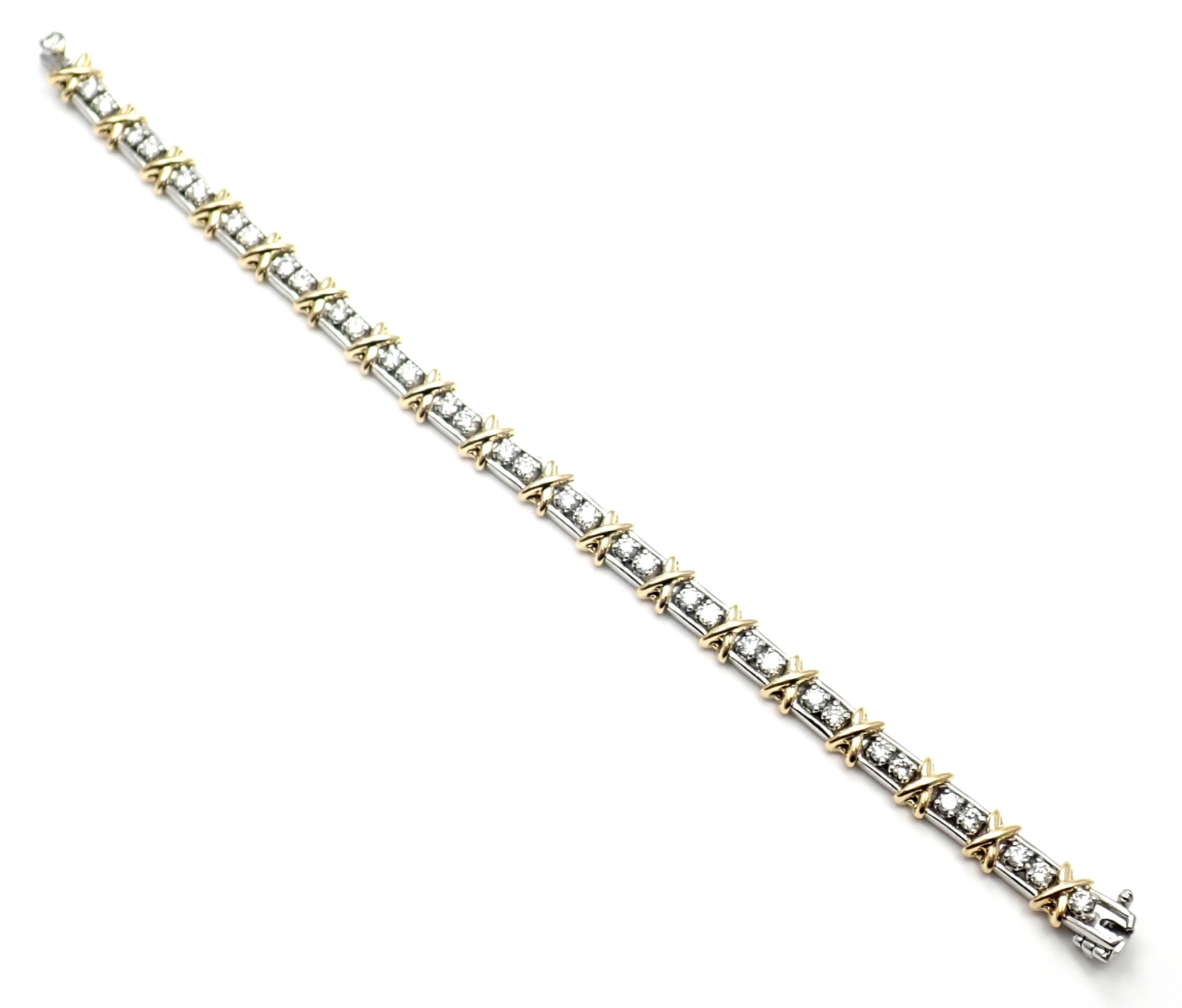 Women's or Men's Tiffany & Co. Jean Schlumberger 36-Stone Diamond Platinum Yellow Gold Bracelet