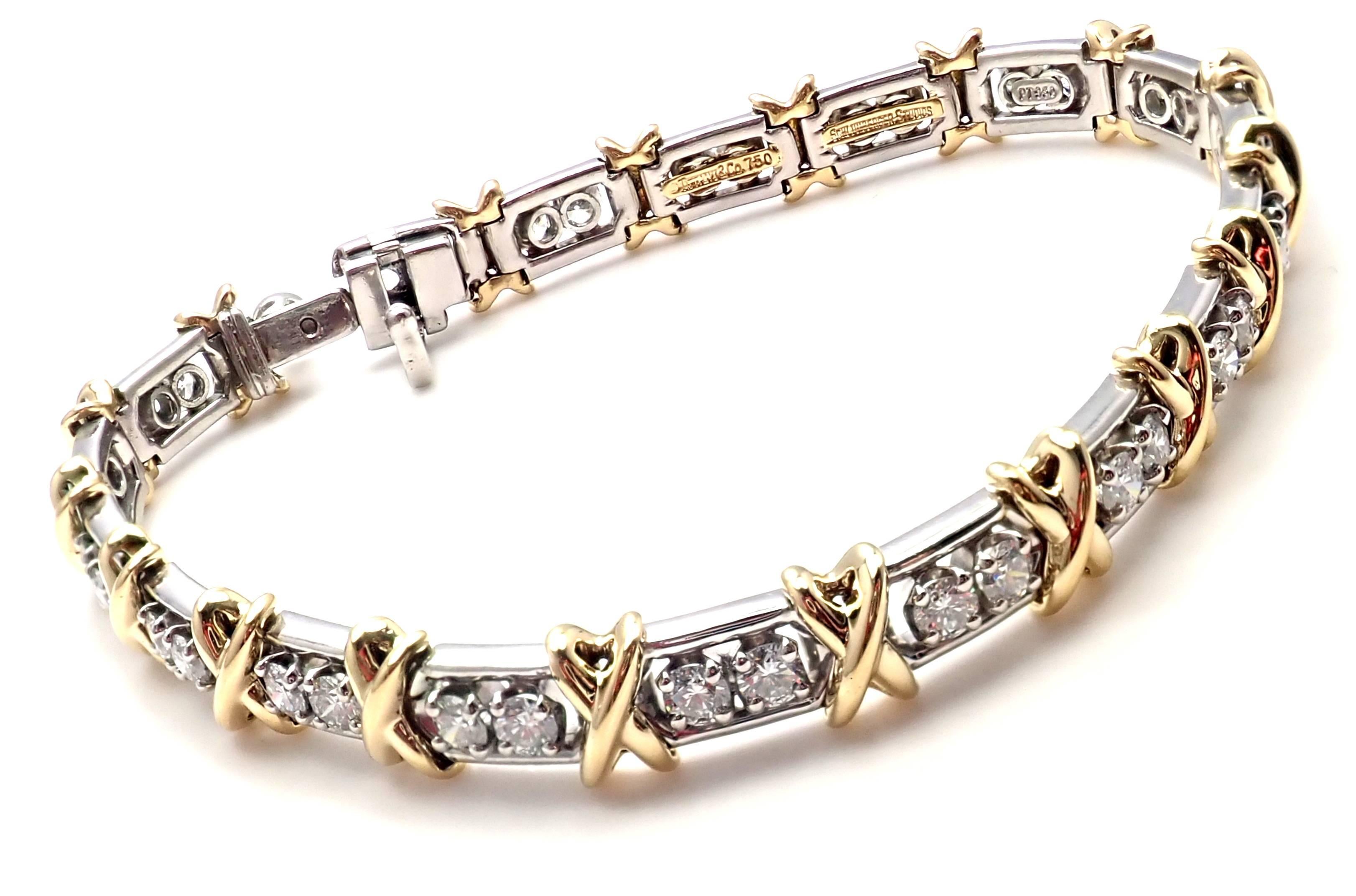 Tiffany & Co. Jean Schlumberger 36-Stone Diamond Platinum Yellow Gold Bracelet 3