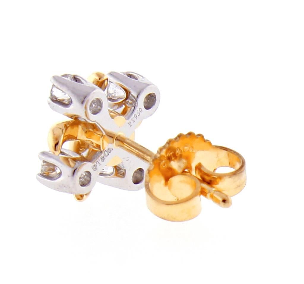Women's or Men's Tiffany & Co. Jean Schlumberger Lynn Diamond Pink Gold Platinum Earrings