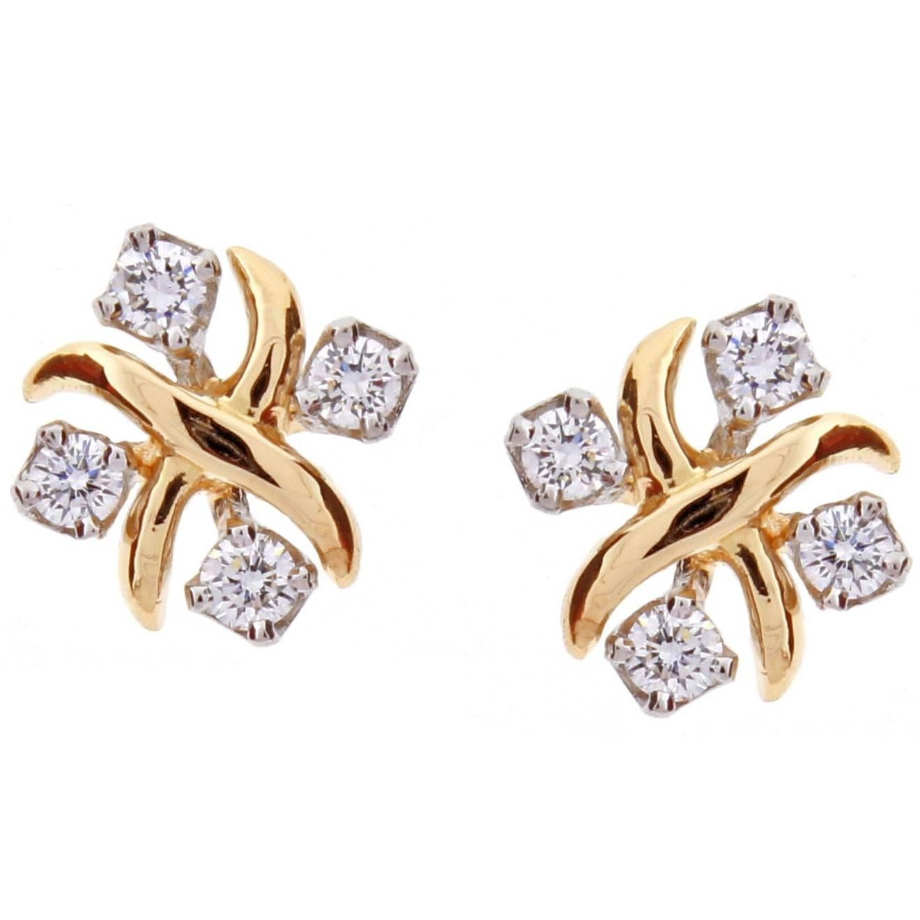 Tiffany & Co. Jean Schlumberger Lynn Diamond Pink Gold Platinum Earrings