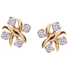 Tiffany & Co. Jean Schlumberger Lynn Diamond Pink Gold Platinum Earrings